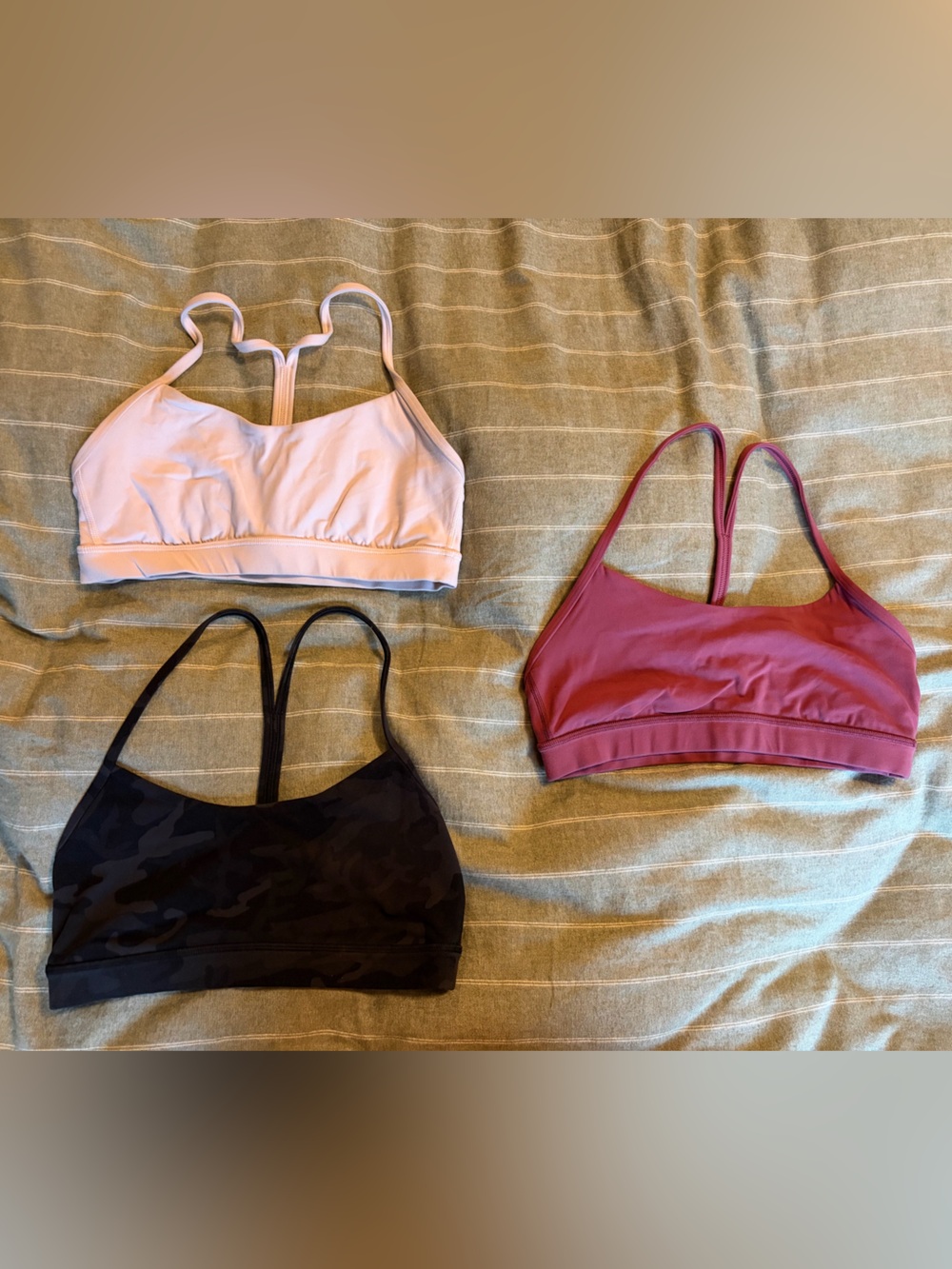 lululemon athletica Trio Pack Sports Bras in Light Pink, Mauve, and Black